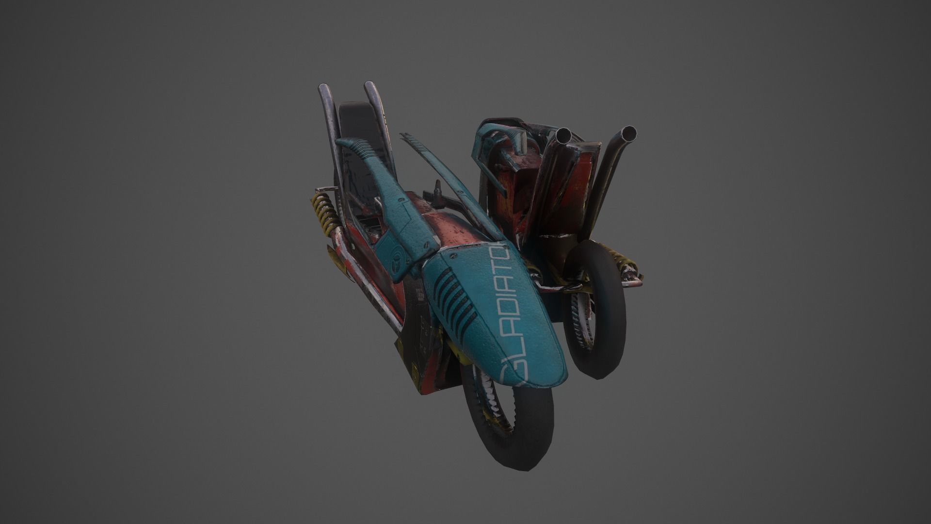 Cyberpunk Motorcycle  Concept Low-poly 3D model_16
