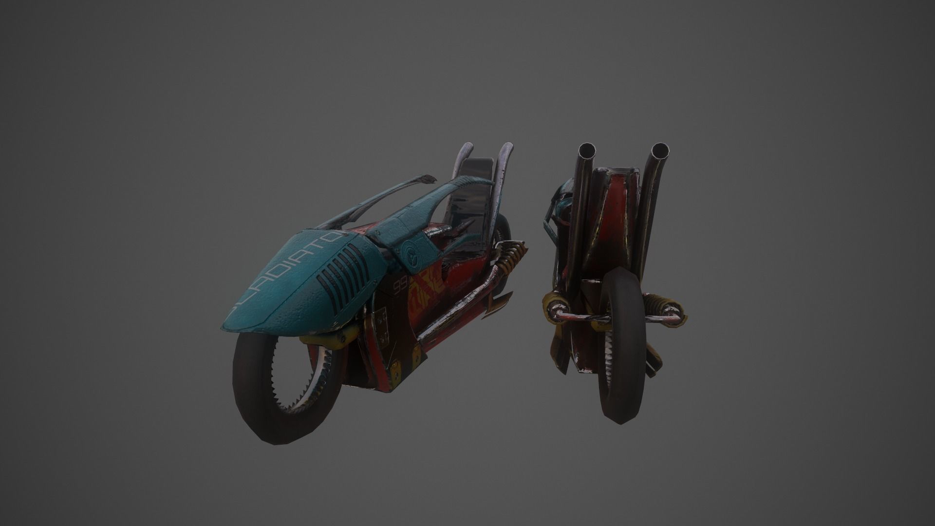 Cyberpunk Motorcycle  Concept Low-poly 3D model_15