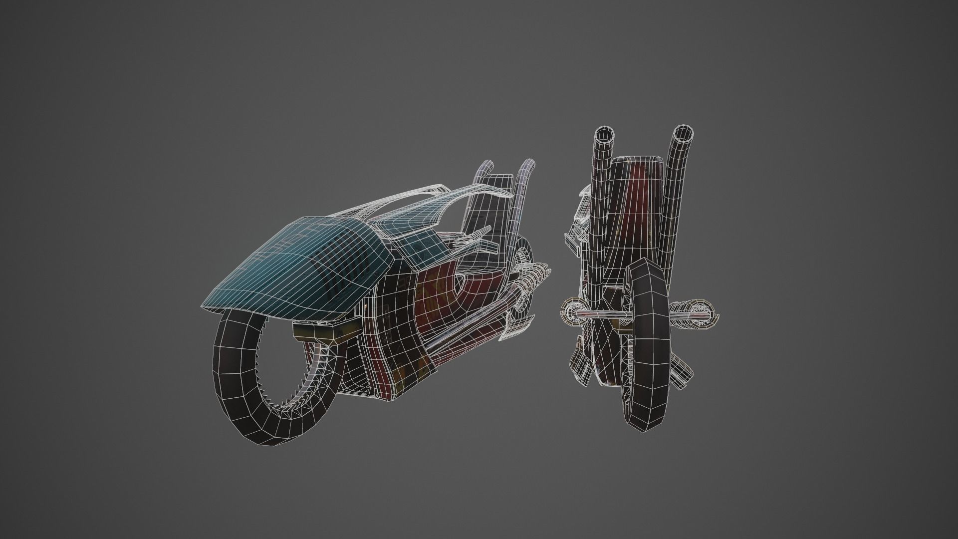 Cyberpunk Motorcycle  Concept Low-poly 3D model_11