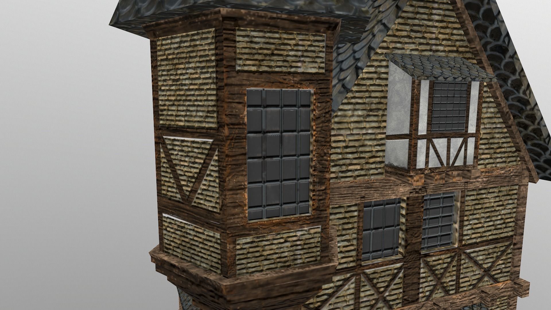 Low Poly Medieval House 3 Low-poly 3D model_9