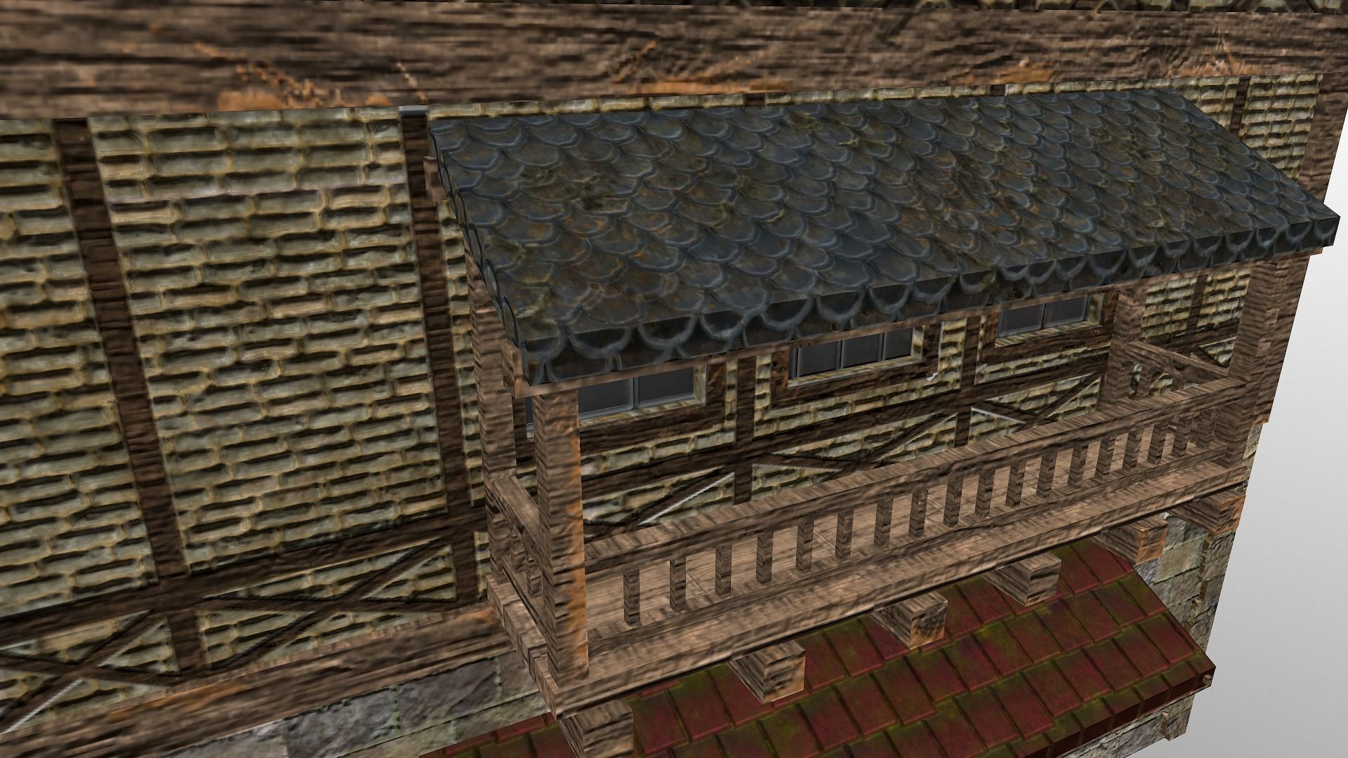 Low Poly Medieval House 3 Low-poly 3D model_7