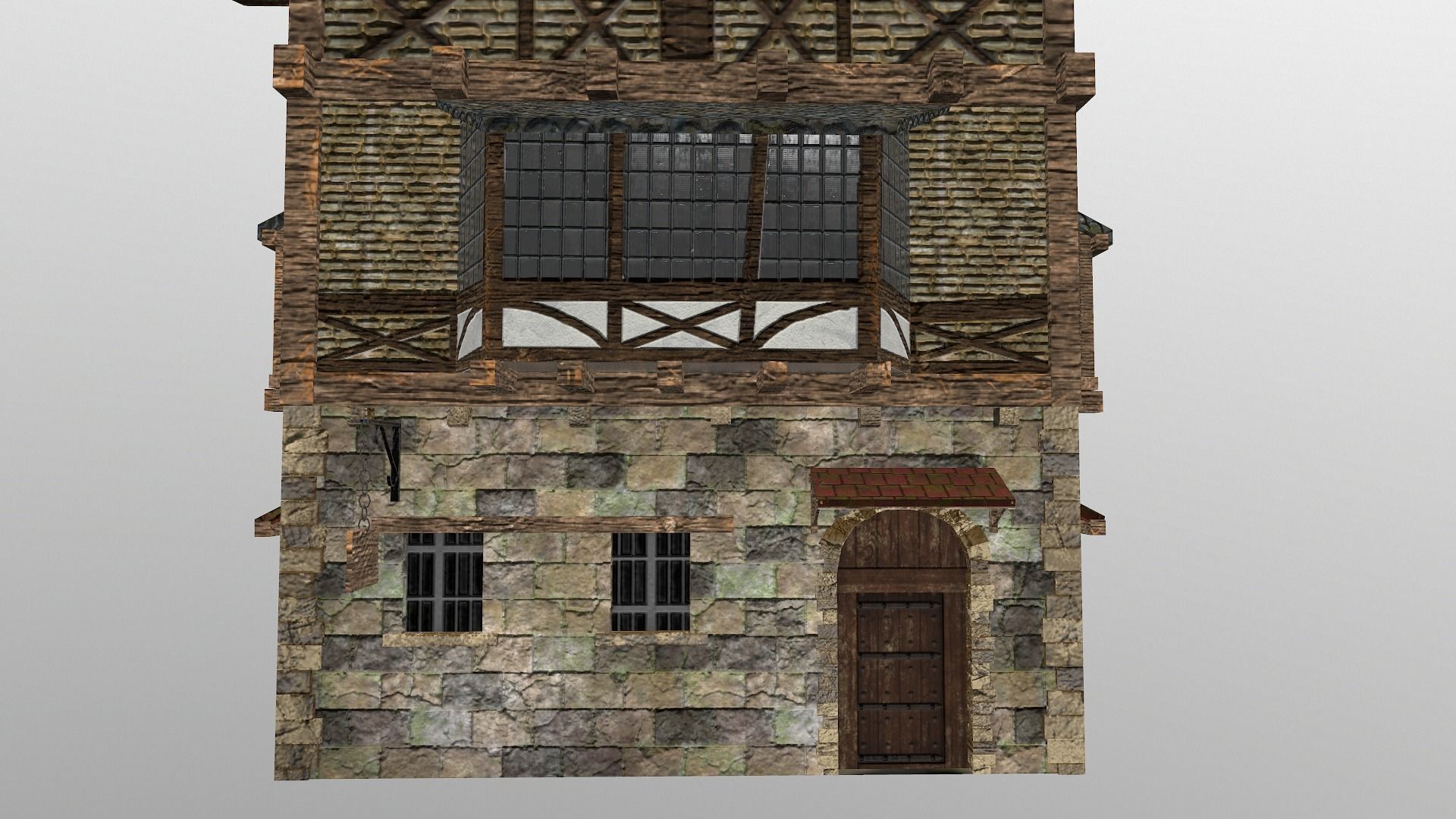 Low Poly Medieval House 3 Low-poly 3D model_5