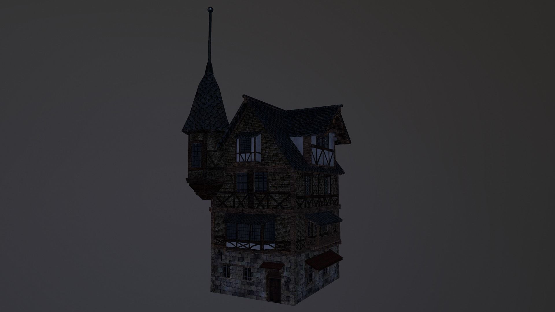 Low Poly Medieval House 3 Low-poly 3D model_10