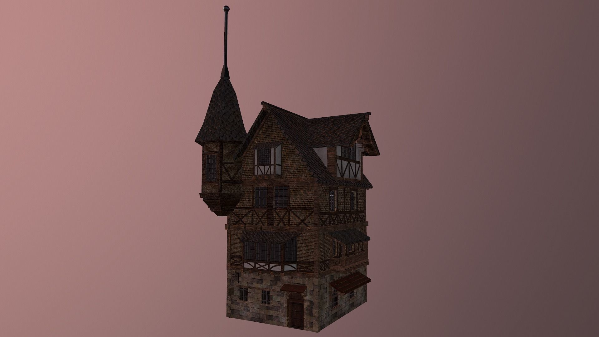 Low Poly Medieval House 3 Low-poly 3D model_18