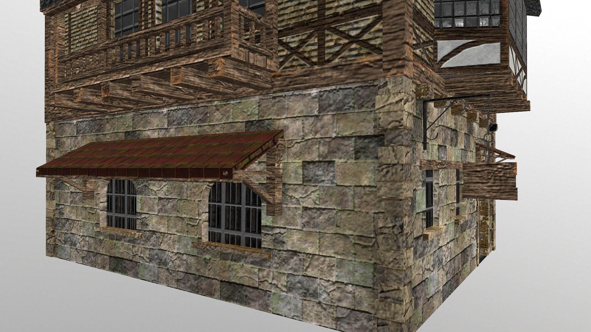 Low Poly Medieval House 3 Low-poly 3D model_6