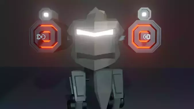 Robot Angry face Low-poly 3D model