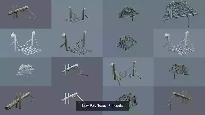 Low-Poly Traps piece of barbed wire