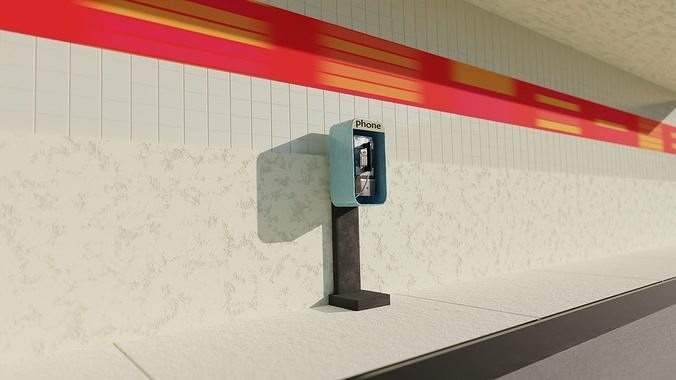 payphone subway station with phone on wall Free 3D model