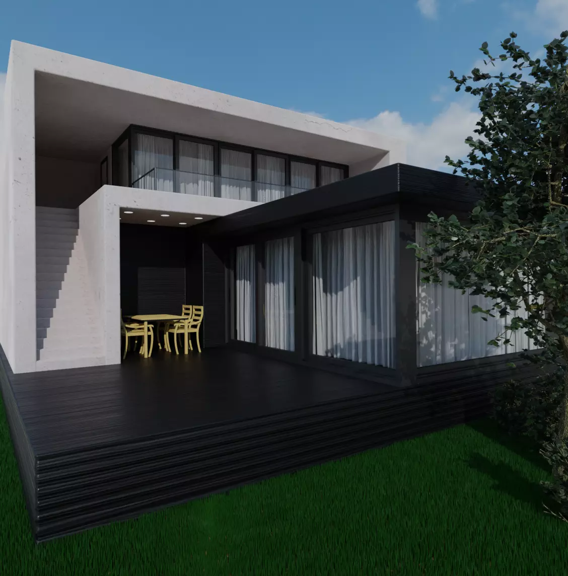 3D-Scene modern house with exterior Free 3D model