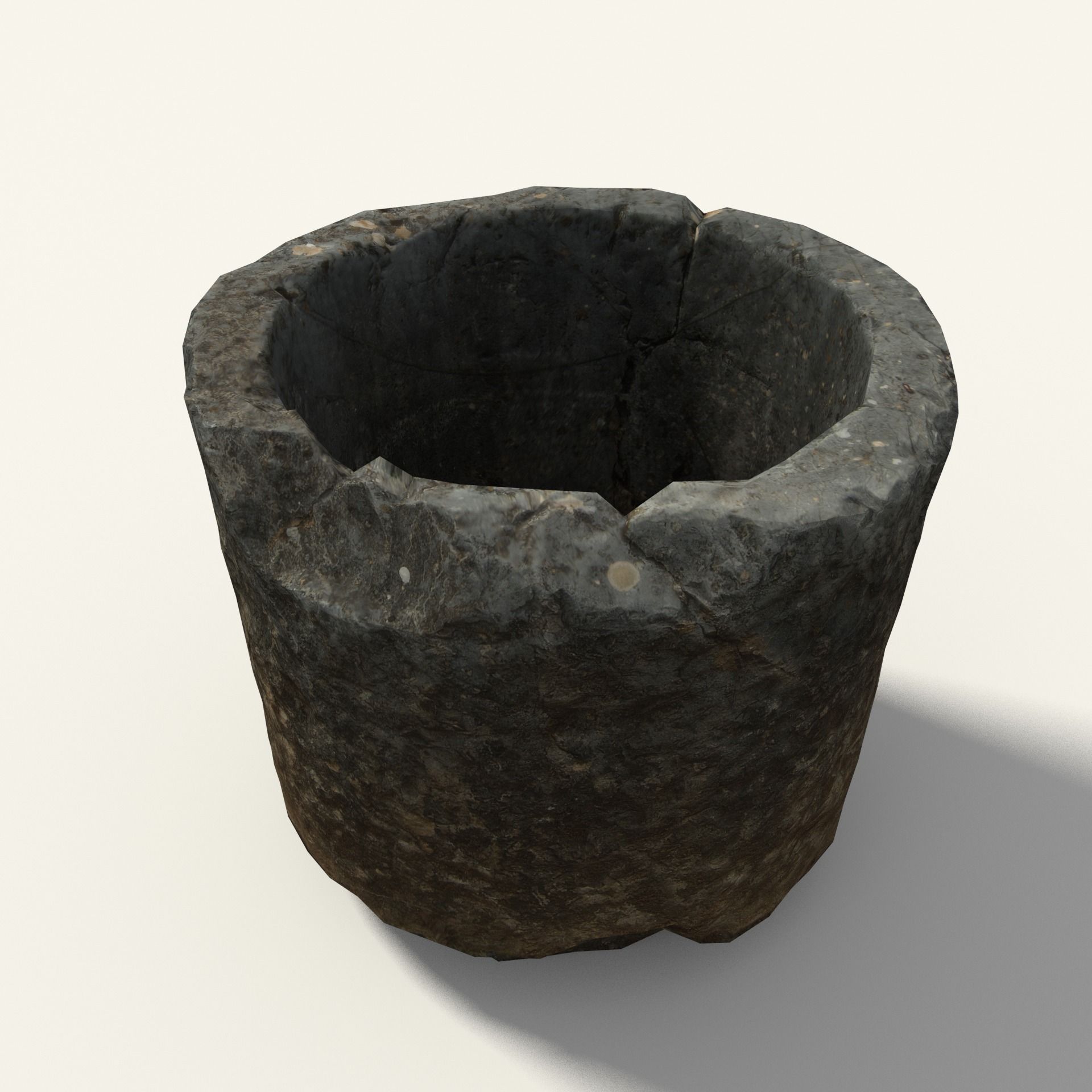 Scanned Stone Bowl Low-poly 3D model_2