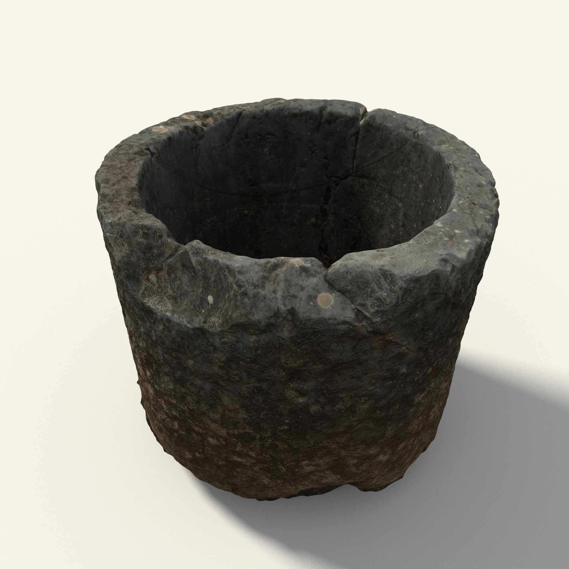 Scanned Stone Bowl Low-poly 3D model_0