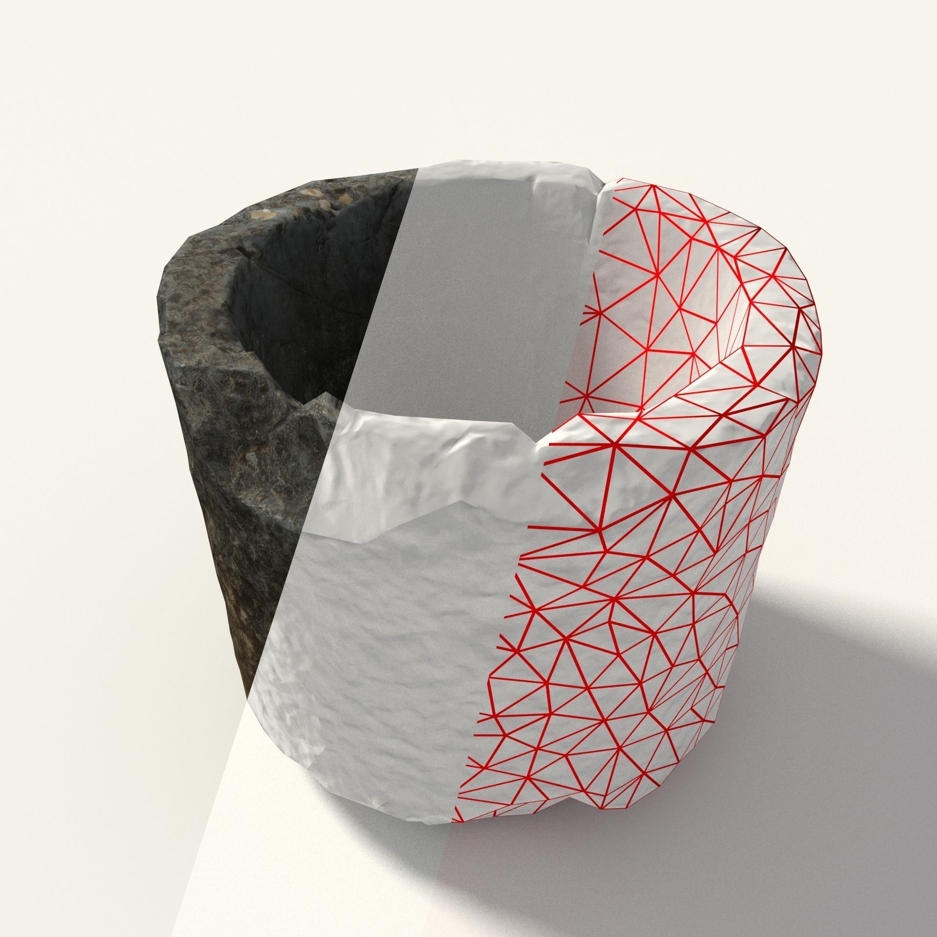 Scanned Stone Bowl Low-poly 3D model_5