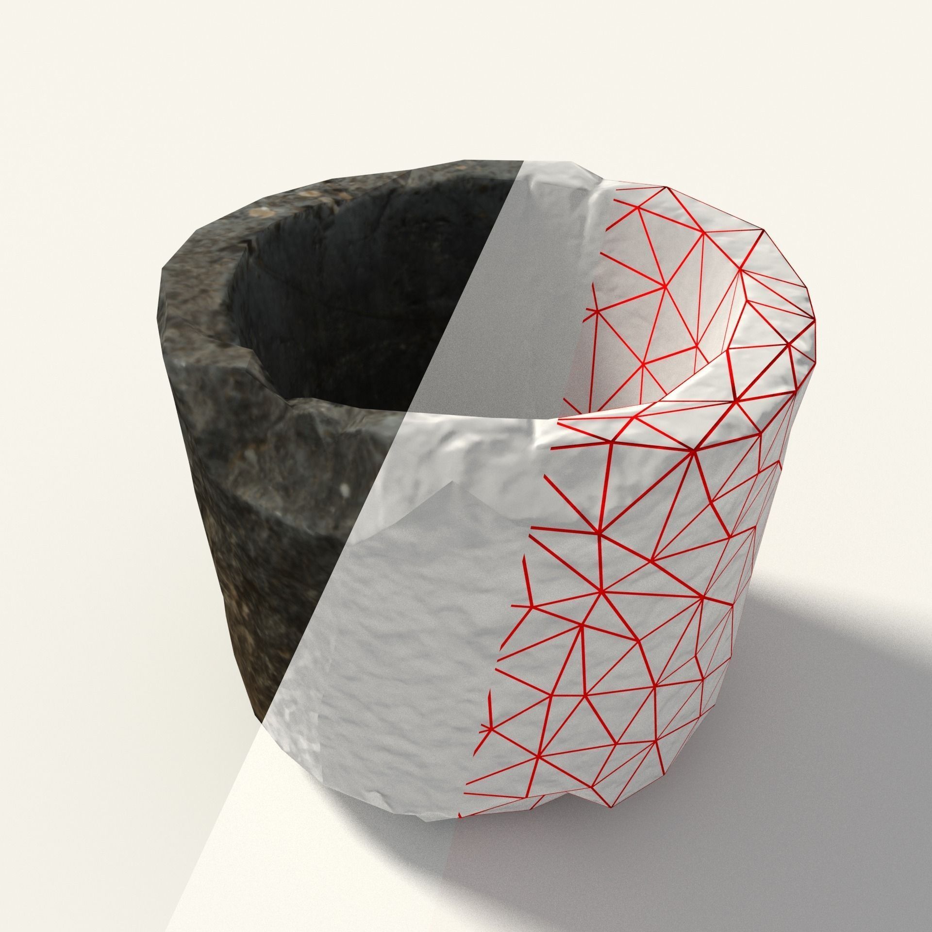 Scanned Stone Bowl Low-poly 3D model_9