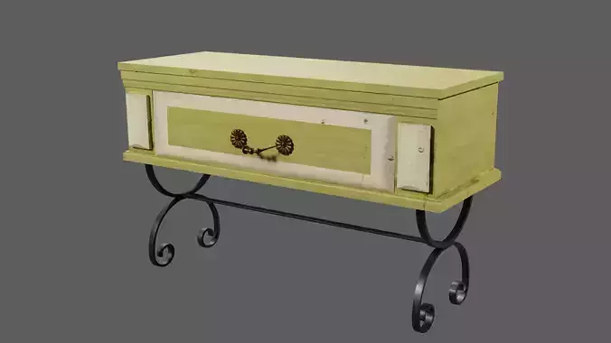 furniture side table with drawers and metal legs