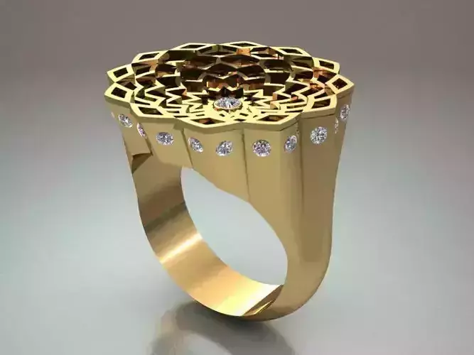 traditional design ring  3d model with diamond gem 3D print model