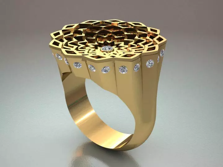 traditional design ring 3d model with diamond gem 3D print model_0