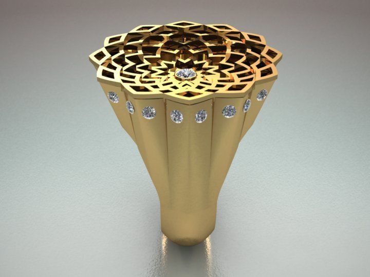 traditional design ring 3d model with diamond gem 3D print model_4