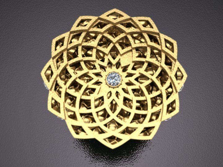 traditional design ring 3d model with diamond gem 3D print model_5