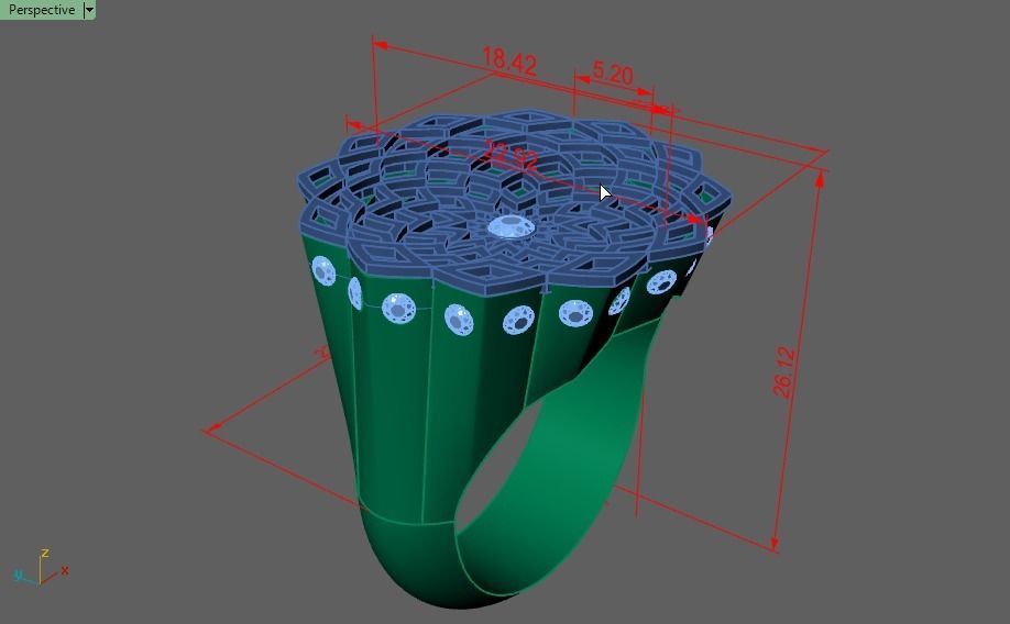 traditional design ring 3d model with diamond gem 3D print model_12