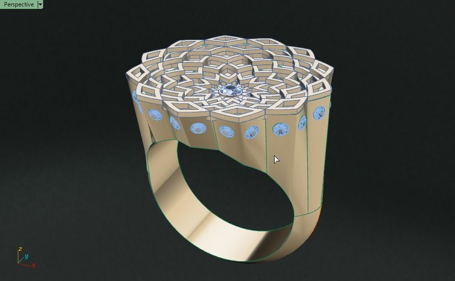 traditional design ring 3d model with diamond gem 3D print model_15