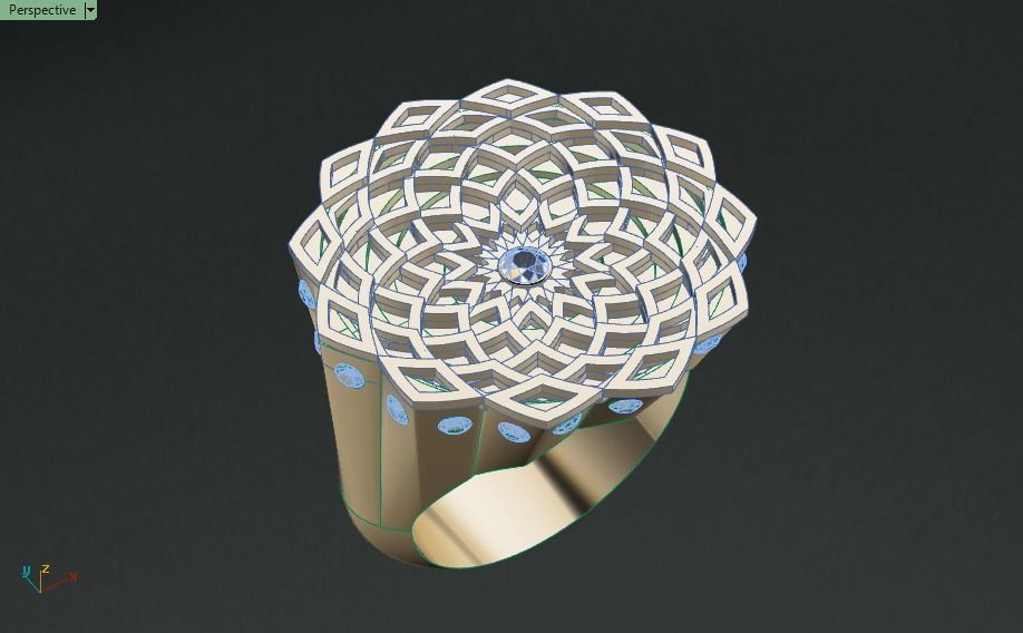 traditional design ring 3d model with diamond gem 3D print model_16