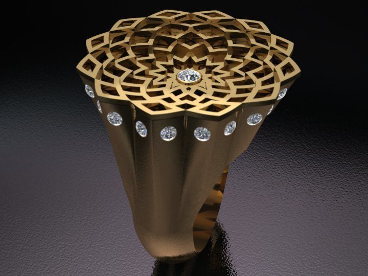 traditional design ring 3d model with diamond gem 3D print model_7