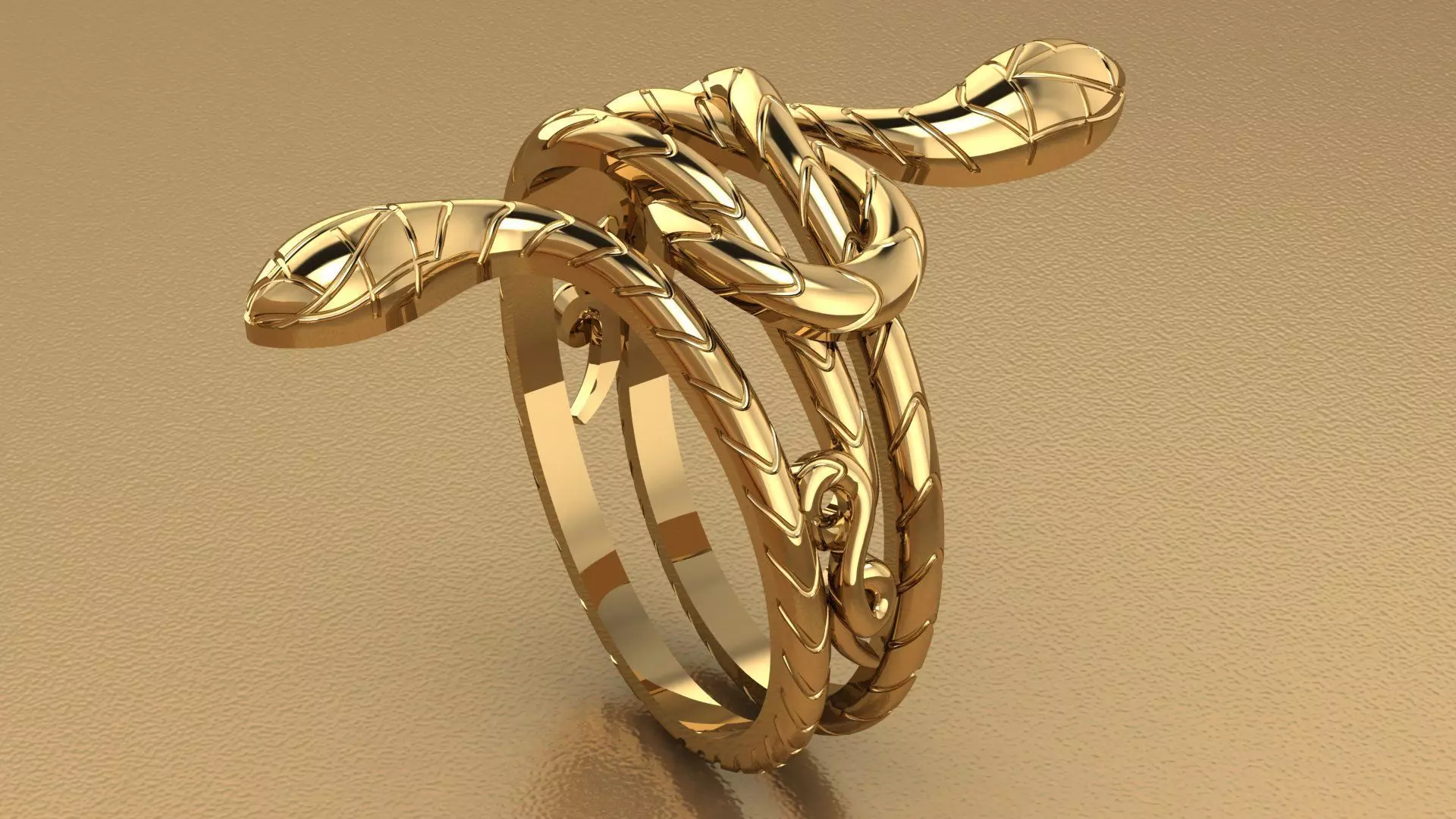 snake ring 3D print model_0