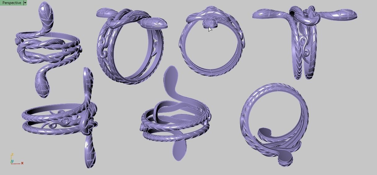 snake ring 3D print model_1