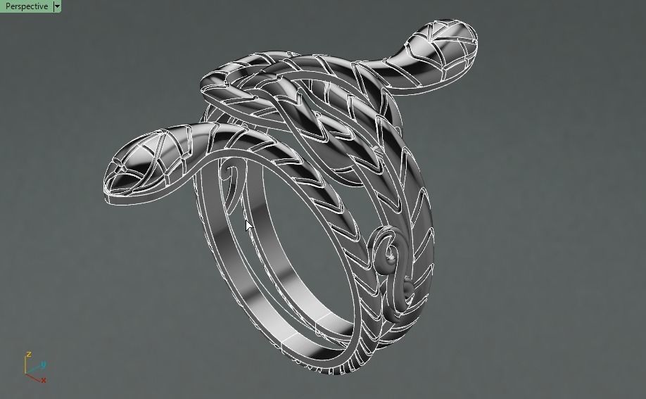 snake ring 3D print model_16