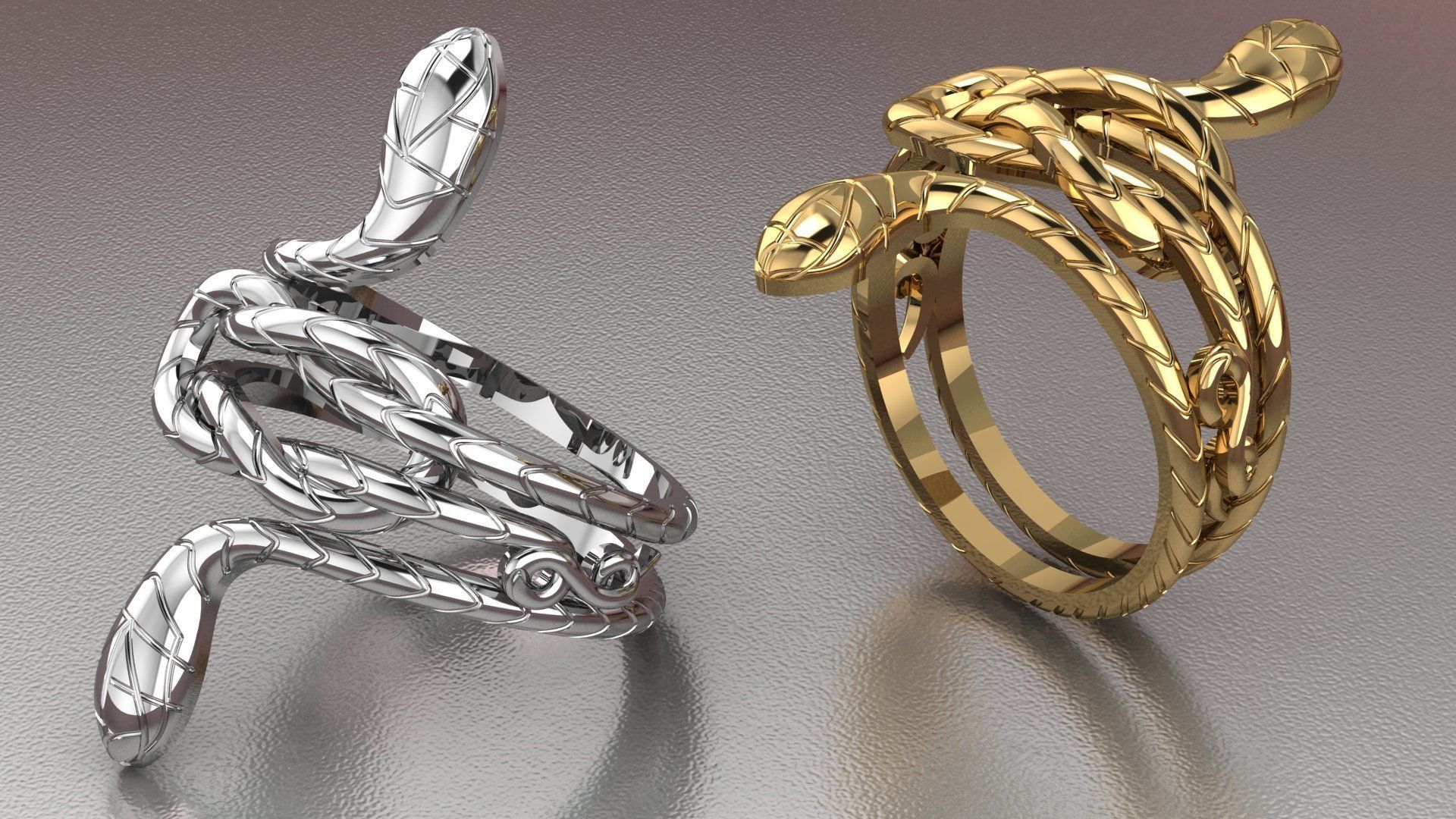 snake ring 3D print model_2