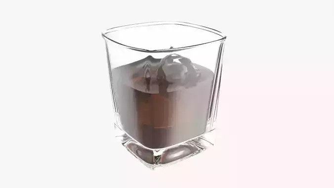 Whiskey glass with ice cube