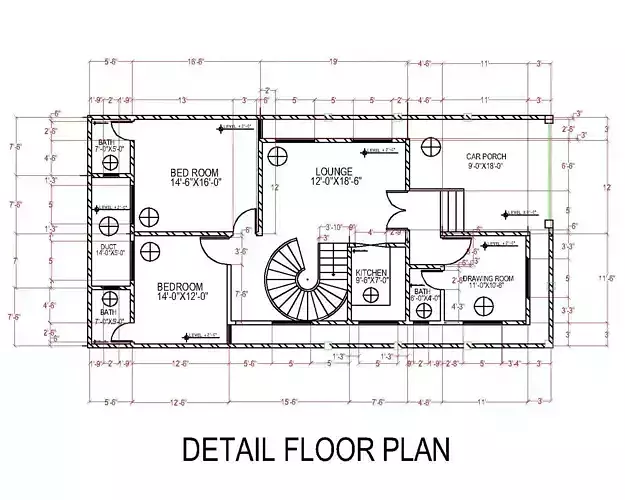 200 sq yard house plan 3D model