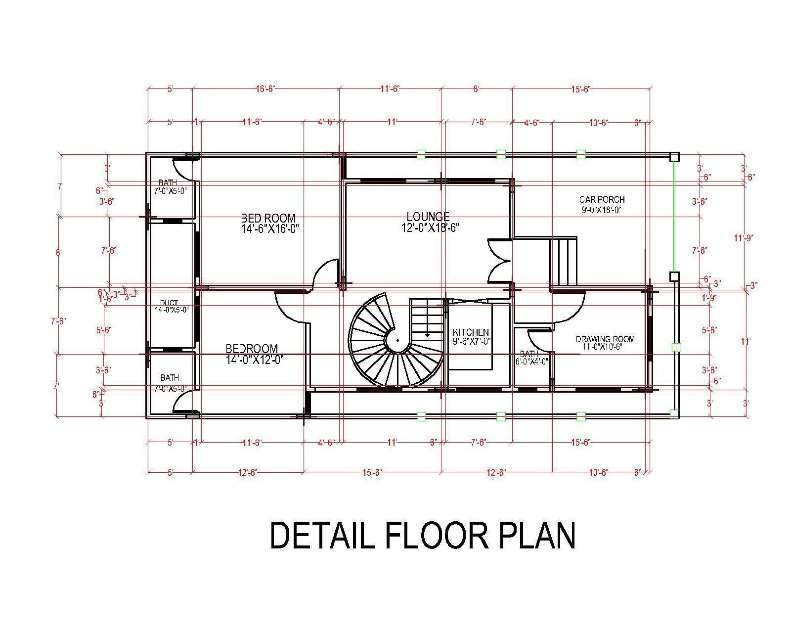 200 sq yard house plan 3D model_1