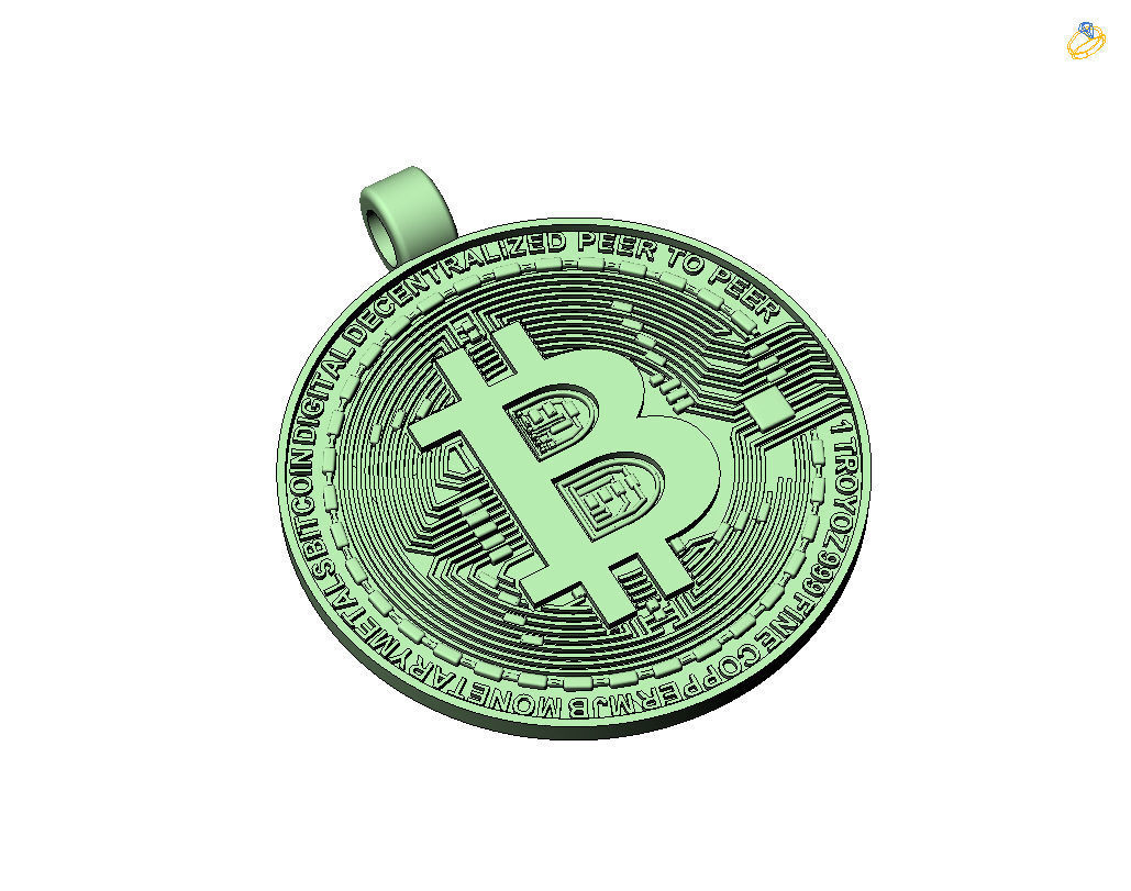 Bitcoin pendant 3D print model_41