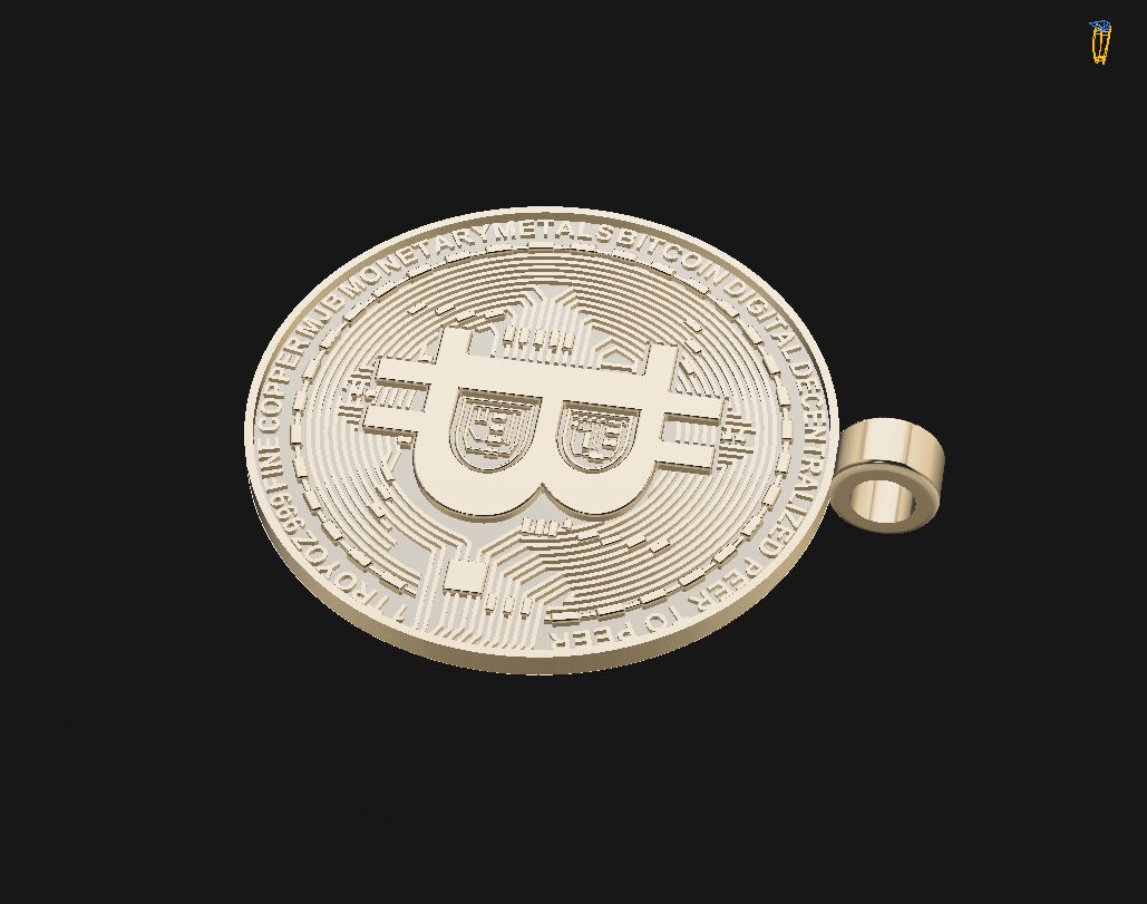 Bitcoin pendant 3D print model_17