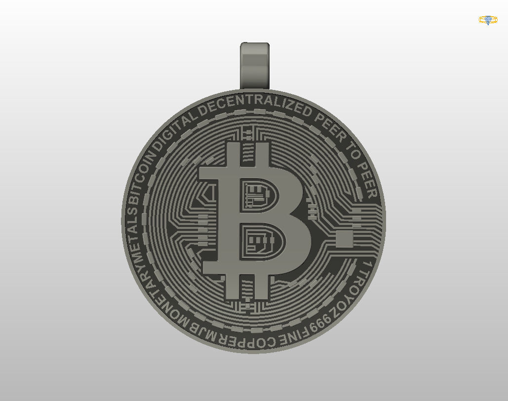 Bitcoin pendant 3D print model_31