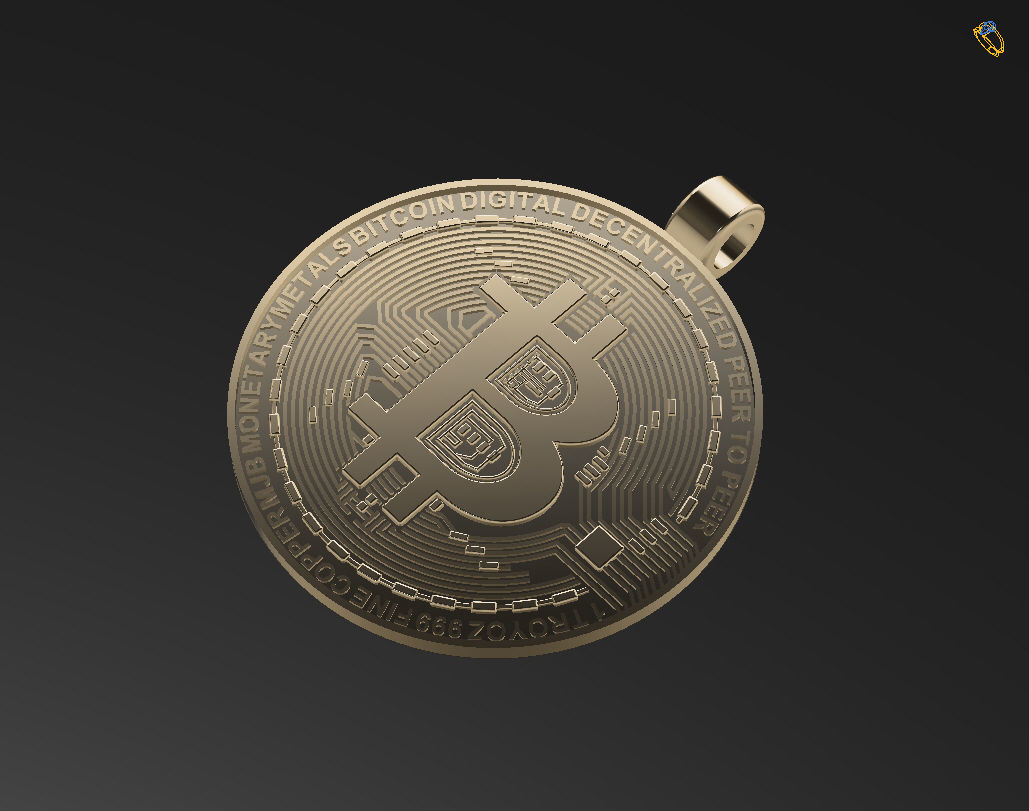Bitcoin pendant 3D print model_7