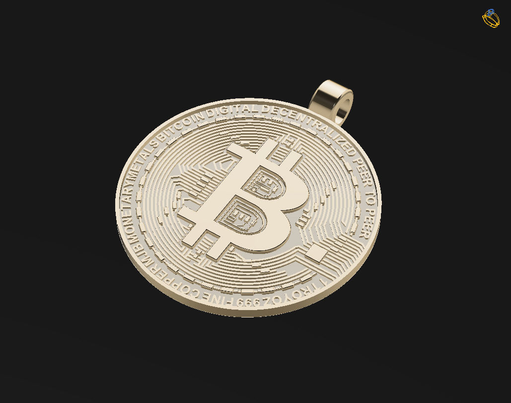 Bitcoin pendant 3D print model_19