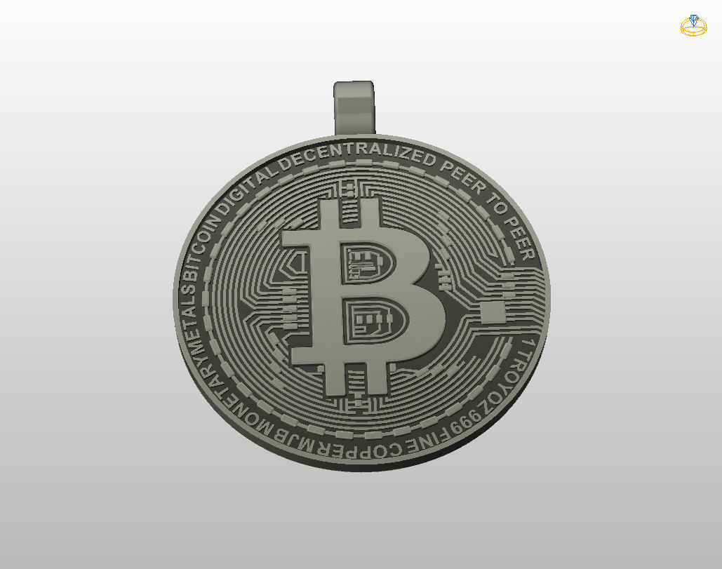 Bitcoin pendant 3D print model_26