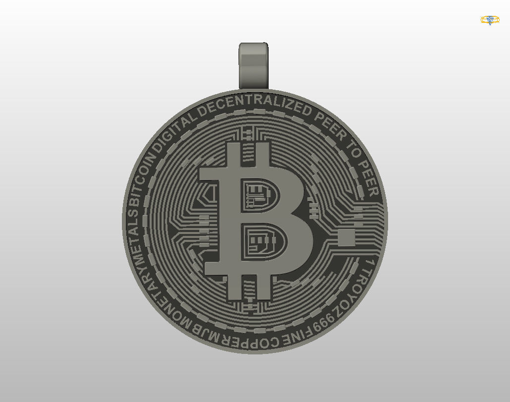 Bitcoin pendant 3D print model_27