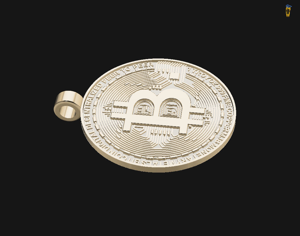 Bitcoin pendant 3D print model_12
