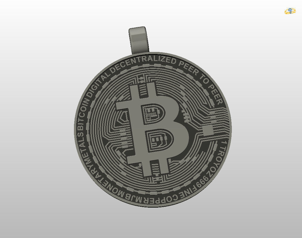 Bitcoin pendant 3D print model_40