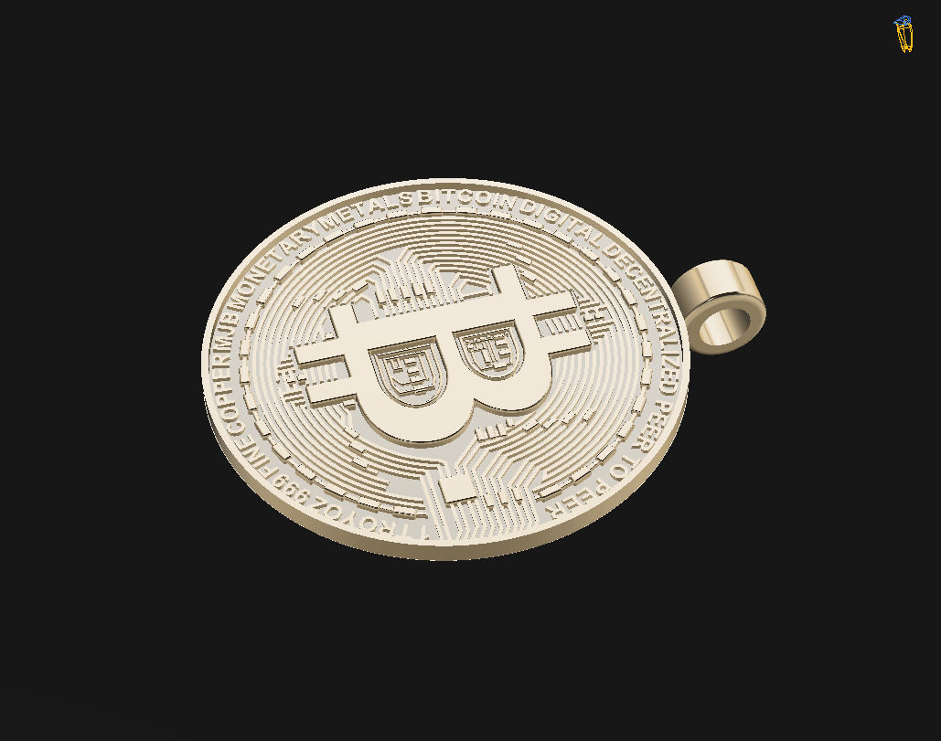Bitcoin pendant 3D print model_18