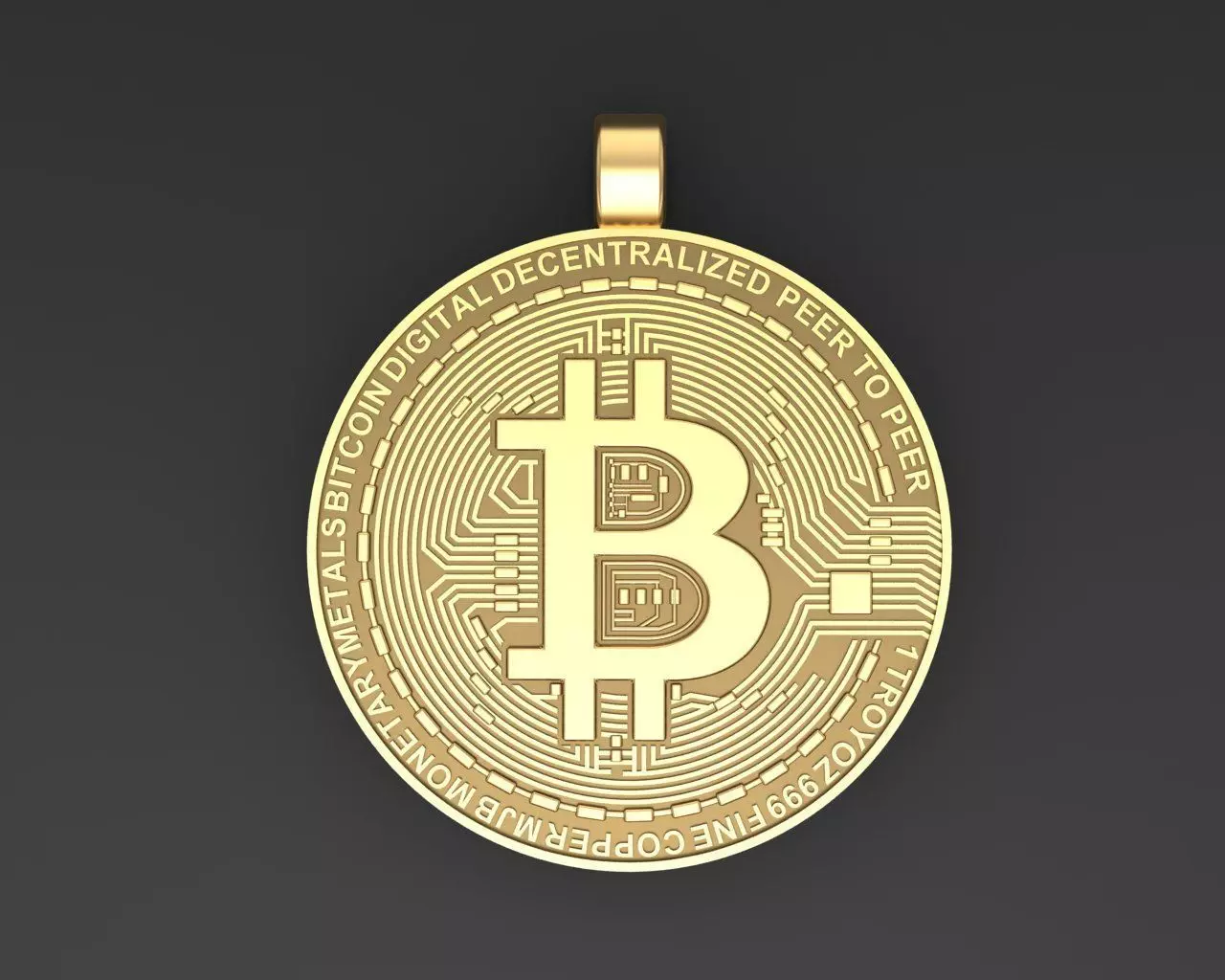 Bitcoin pendant 3D print model_0