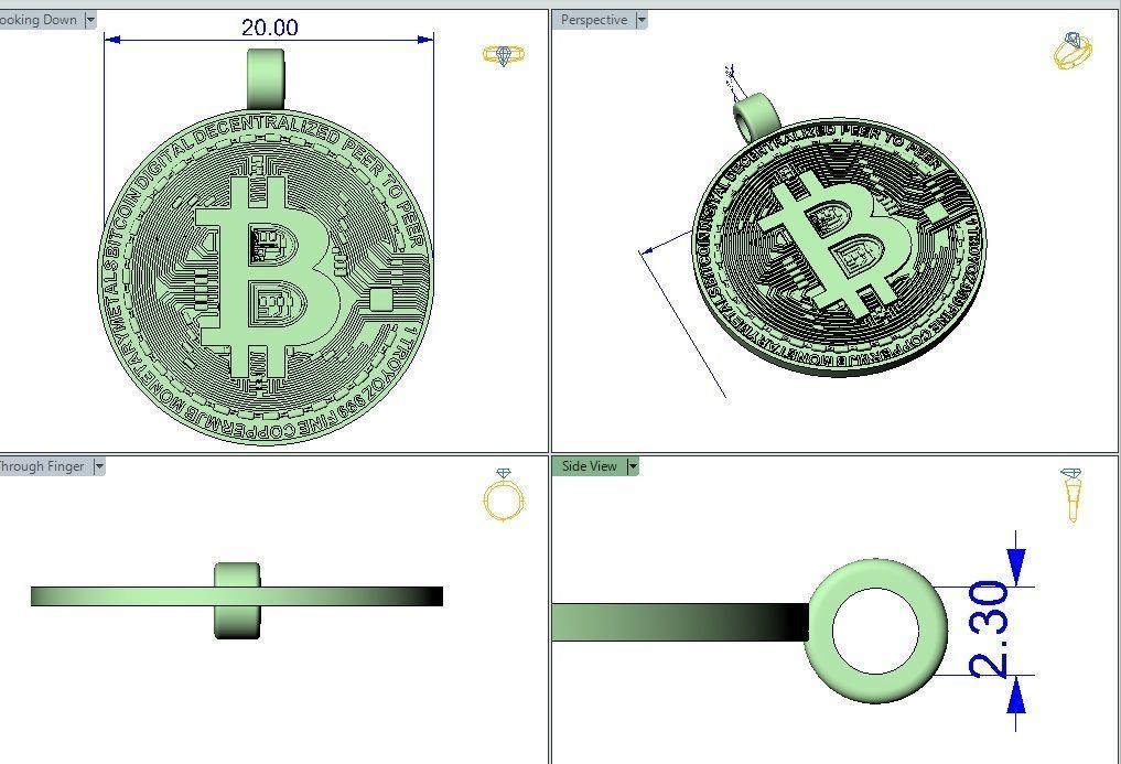 Bitcoin pendant 3D print model_3
