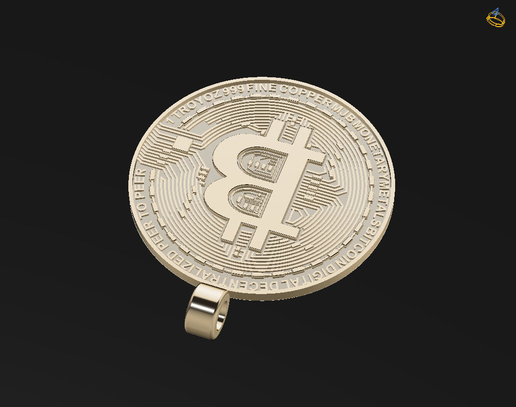Bitcoin pendant 3D print model_14