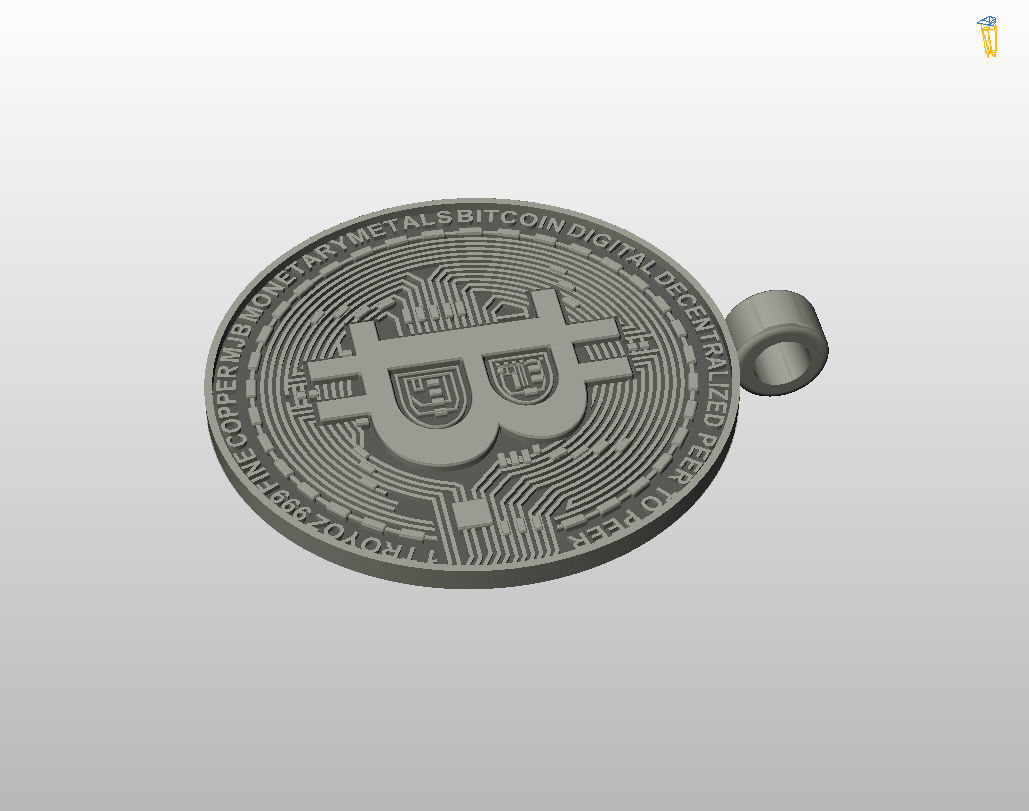 Bitcoin pendant 3D print model_35