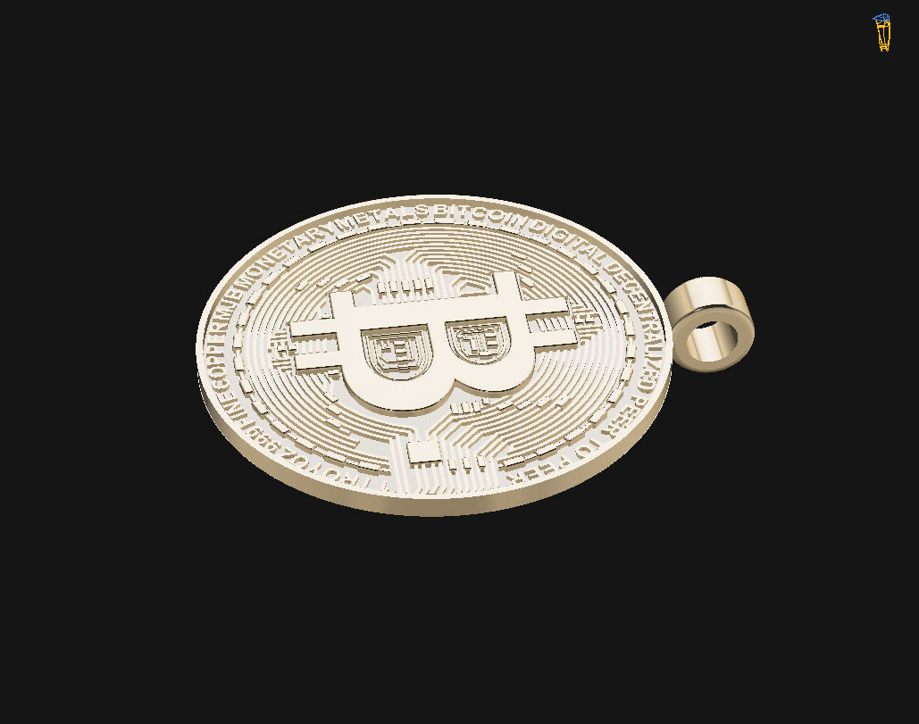 Bitcoin pendant 3D print model_6