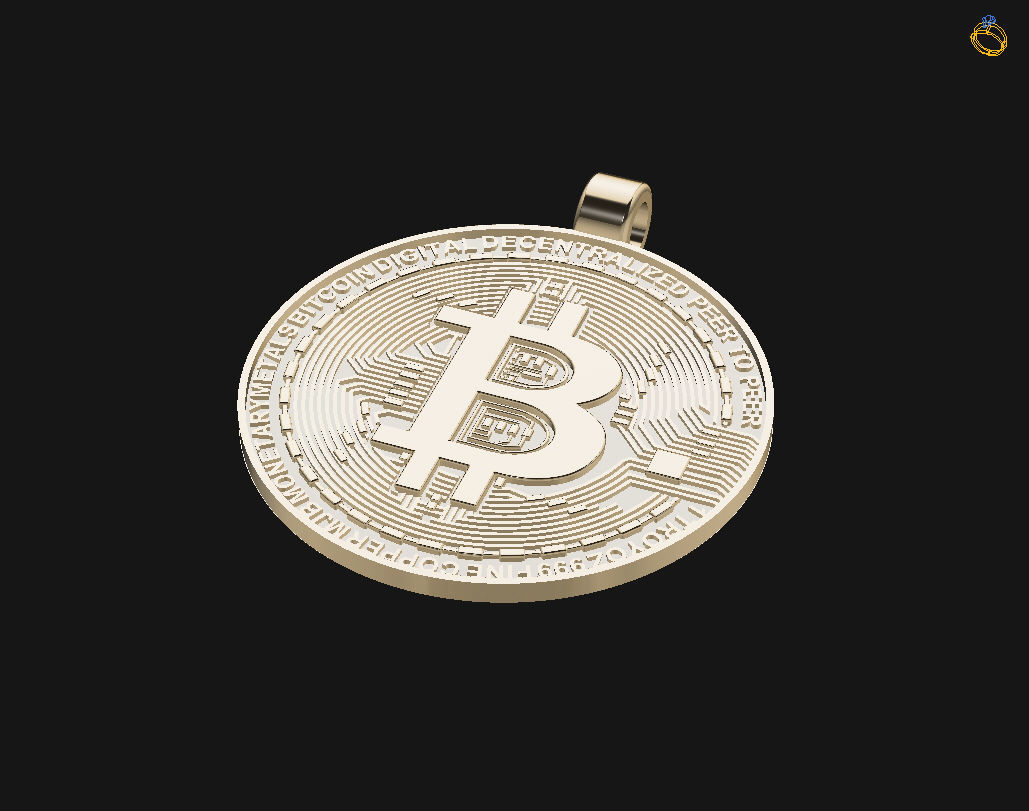 Bitcoin pendant 3D print model_8