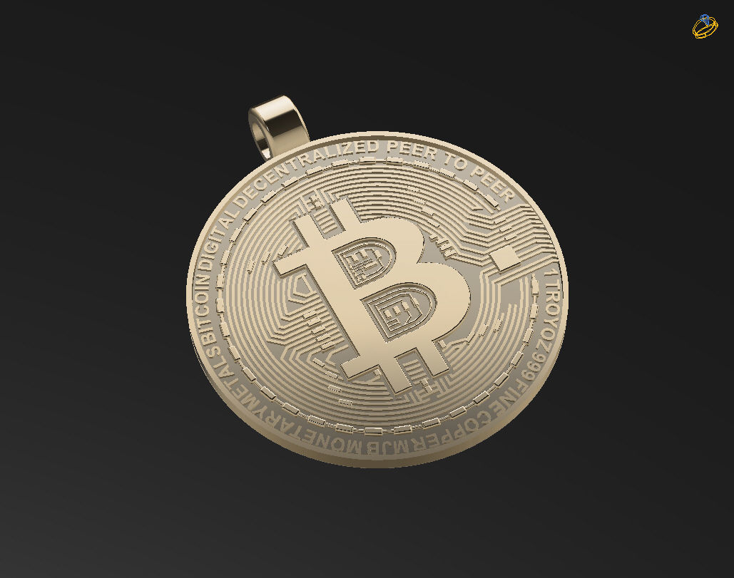 Bitcoin pendant 3D print model_4